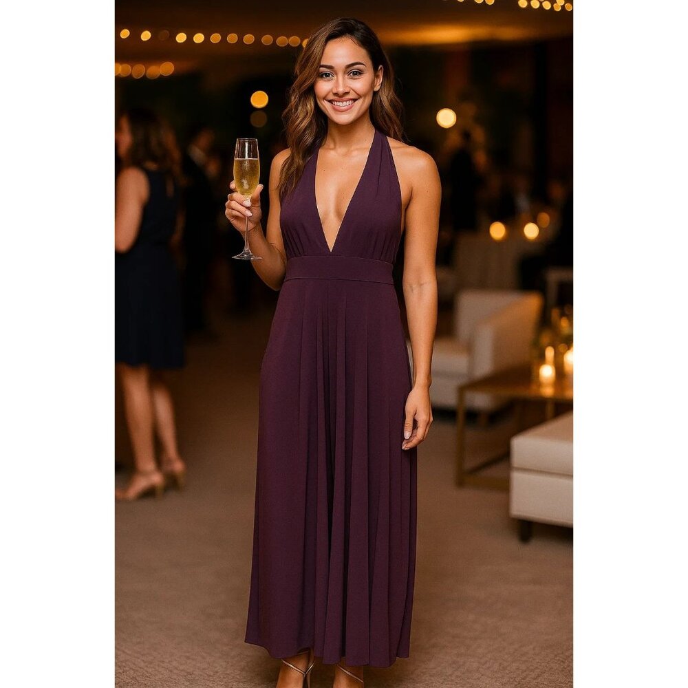 Elegant Purple Halter Jumpsuit